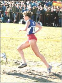 Lucy Smith racing in Belgium 1991 World XC Championships